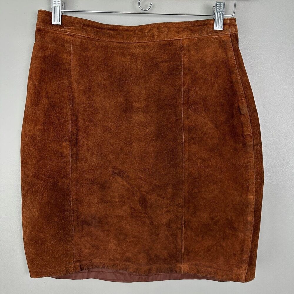 Vintage International Leather Collection Brown Leather Skirt Womens 11/12